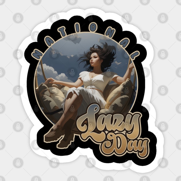 Happy National Lazy Day Swing Girl Sticker by DanielLiamGill